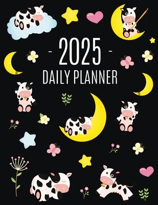 Cow Planner 2025: Cute 2025 Daily Organizer: January-December (12 Months) Pretty Farm Animal Scheduler With Calves, Moon & Hearts