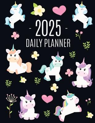 Unicorn Daily Planner 2025: Cute 2025 Year Organizer: January-December (12 Months) Large Funny Magical Fairy Tale Horse Agenda