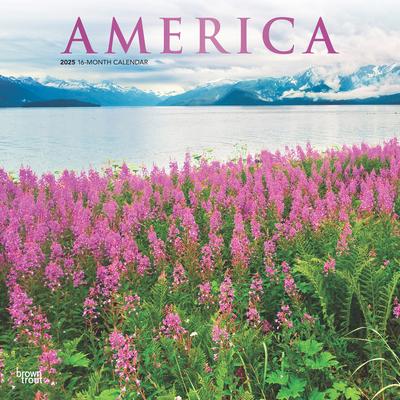 America 2025 12 X 24 Inch Monthly Square Wall Calendar Foil Stamped Cover Plastic-Free