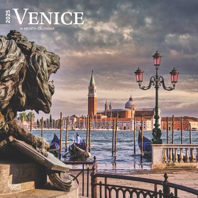 Venice 2025 12 X 24 Inch Monthly Square Wall Calendar Plastic-Free Browntrout Travel Europe Italy Gondola