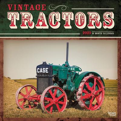 Vintage Tractors 2025 12 X 24 Inch Monthly Square Wall Calendar Plastic-Free