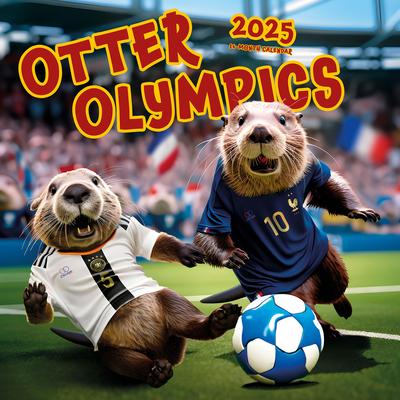 Otter Olympics 2025 12 X 24 Inch Monthly Square Wall Calendar Plastic-Free