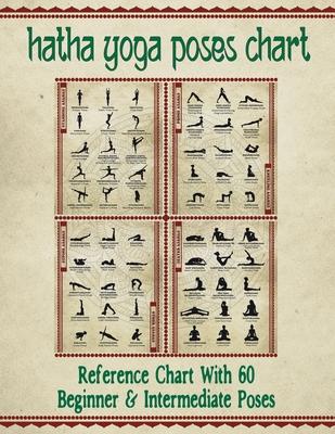 Hatha Yoga Poses Chart: 60 Common Yoga Poses and Their Names - A Reference Guide to Yoga Asanas (Postures) 8.5 x 11" Full-Color 4-Panel Pamphl