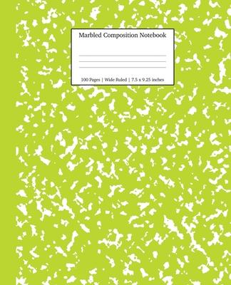 Marbled Composition Notebook: Green Marble Wide Ruled Paper Subject Book