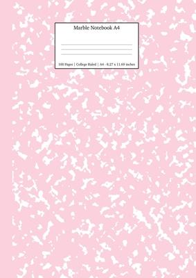 Marble Notebook A4: Pastel Pink College Ruled Journal