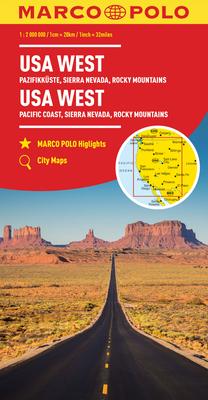 USA West Marco Polo Map: Pacific Coast, Sierra Nevada, Rocky Mountains