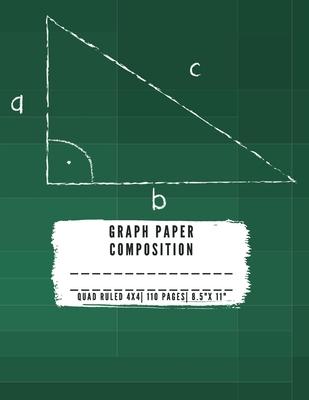 Graph Paper Composition: QUAD RULLED 4X4, Grid paper notebook 110 PAGES Large 8.5 X 11 Large size graph paper composition perfect for either ta