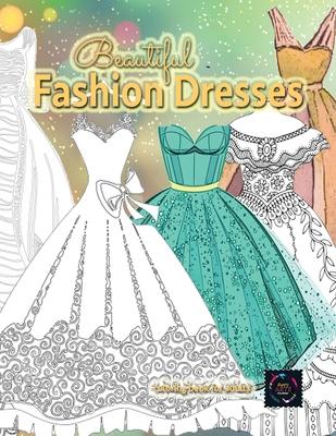 Beautiful fashion dresses coloring book for adults, beautiful dresses coloring book: Geometric pattern coloring books for adults