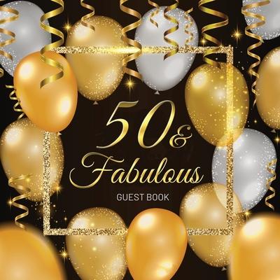 50th Birthday Guest Book: Keepsake Gift for Men and Women Turning 50 - Black and Gold Themed Decorations & Supplies, Personalized Wishes, Sign-i