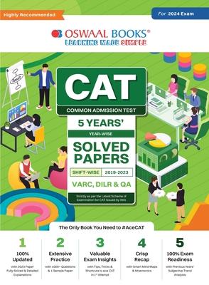 Oswaal CAT 5 Years Solved Papers (VARC, DILR & QA) Year-wise & Shift-wise (2019 - 2023) for 2024 Exam