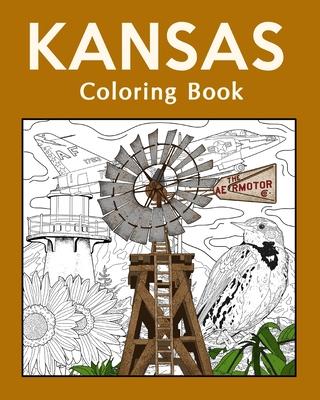 Kansas Coloring Book: Painting on USA States Landmarks and Iconic