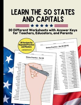 Learn the 50 States and Capitals: 30 Different Worksheets with Answer Keys for Teachers, Educators, and Parents Subscription