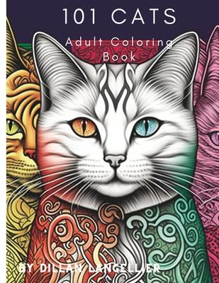 101 Cats Adult Coloring Book