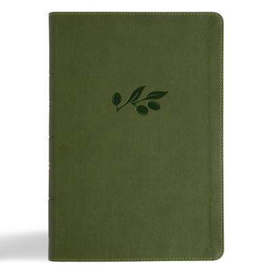 CSB Giant Print Single-Column Bible, Olive Leathertouch