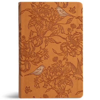 CSB Large Print Personal Size Reference Bible, Optimal Type, Digital Study Edition, Brown Floral Leathertouch, Indexed Subscription
