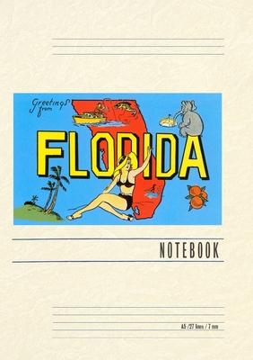 Vintage Lined Notebook Greetings from Florida, Map