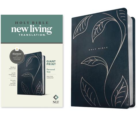 NLT Personal Size Giant Print Bible, Filament Enabled (Leatherlike, Navy Vines, Red Letter) Subscription