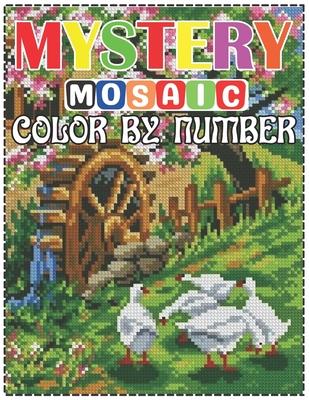 Mystery Mosaic Color By Number: Large Print landscape Adult Coloring Book Intricate Pixel Color By Number