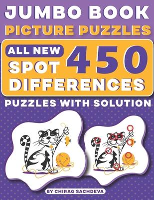 Jumbo Book Picture Puzzles: All New - Spot 450 Differences! Brain Games: How Many Differences Can You Find?: Activity Book