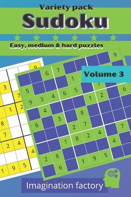 Sudoku variety pack. Easy, medium & hard puzzles: 100 puzzles. 6x9 travel size. Easy to carry