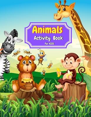 Animals Activity Book for Kids: Coloring, Mazes, Dot to Dot, Color By Number and More Activities for kids Ages 4-8 - animals coloring book for girls -