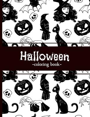 Halloween -coloring book-: Halloween characters coloring pages for teens & adults. Witches, Haunted houses & Black cats.