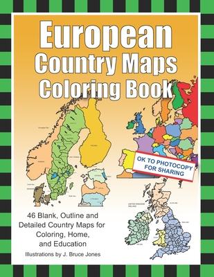 European Country Maps Coloring Book: 46 Blank, Outline and Detailed Country Maps for Coloring, Home, and Education