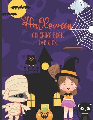 Halloween Coloring Book For Kids: Ages 5-8/ 30 Spooky Halloween themed coloring designs featuring witches, ghouls, pumpkins, bats, werewolves, cats, m