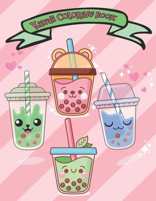 Kawaii coloring book: Super Cute Bubble Tea Coloring Book For Kids