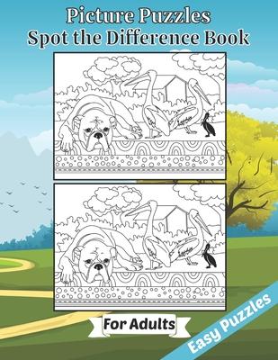 Picture Puzzles Spot the Difference Book for Adults: Easy Puzzles Book of Animals for Adult Brain Fun. Includes Solutions. Large Print Edition