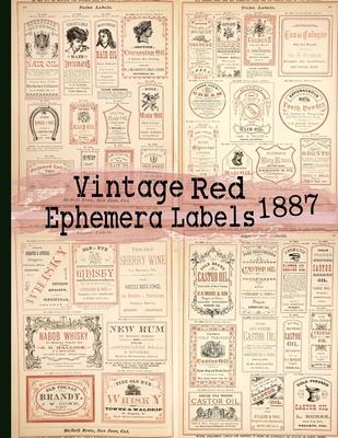 Vintage Red Ephemera Labels 1887: Vintage Labels Ephemera Series