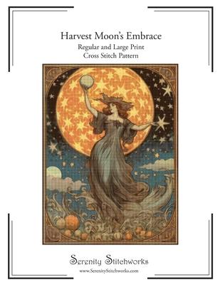 Harvest Moon's Embrace Cross Stitch Pattern: Regular and Large Print Cross Stitch Chart