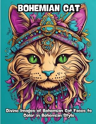 Bohemian Cat: Divine Images of Bohemian Cat Faces to Color in Bohemian Style