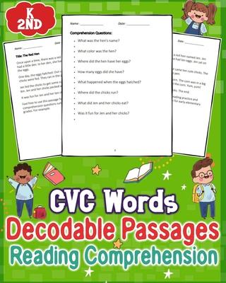 CVC Words Decodable Passages Kindergarten Reading Comprehension for K - 2nd: Enhance early literacy with engaging CVC word passages. Perfect for Kinde