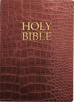 Kjver Holy Bible, Large Print, Walnut Alligator Bonded Leather, Thumb Index: (King James Version Easy Read, Red Letter, Burgundy)