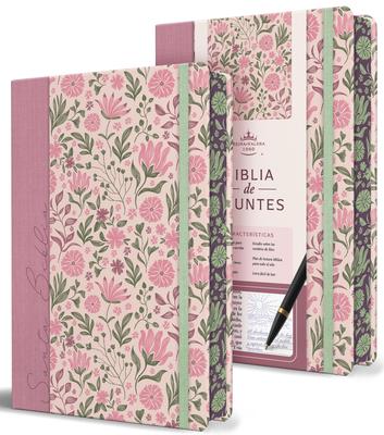 Biblia de Apuntes Rvr 1960. Tapa Dura, Rosada Con Flores / Spanish Journalling Bible Rvr 1960 Hardcover Pink with Flowers Subscription