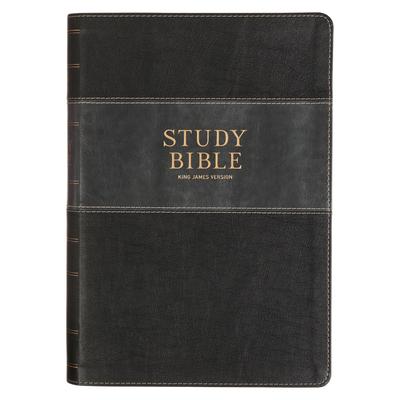 KJV Study Bible Large Print (Faux Leather, Two-Tone Black and Gray) Subscription