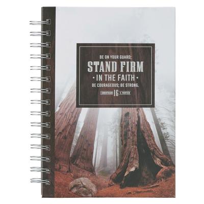 Christian Art Gifts Inspirational Journal, Stand Firm in the Faith Wide Ruled Notebook, 1 Cor. 16:13 Bible Verse, Brown, 192 Lined Pages W/Scripture, Subscription