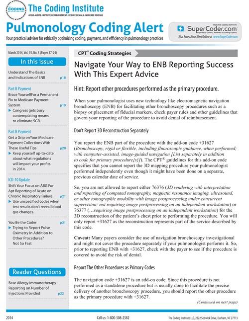 Pulmonology Coding Alert
